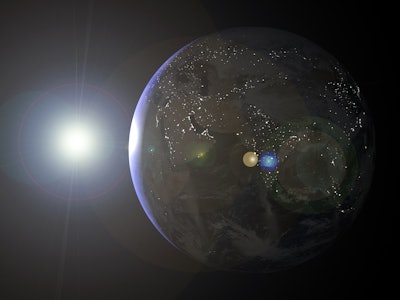 An earth's surface from Orbite during a night 