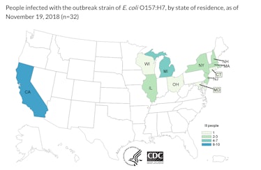 November 20, 2018 e. Coli map