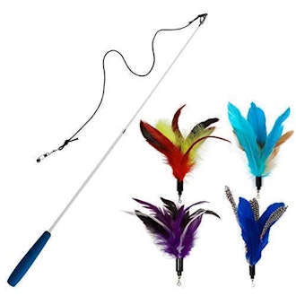 EcoCity Cat Toys - Feather Cat Teaser Toys - Natural Feather Refills for Cat Wand Toy