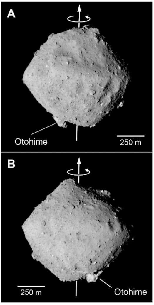 JAXA scientists announced that Ryugu is shaped like a spinning top made of rubble.