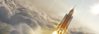 Concept art of Boeing and NASA's SLS.
