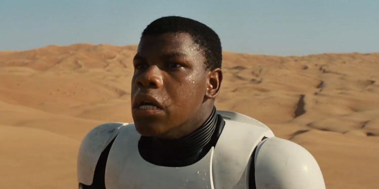 Finn probably won't be in any kind of stormtrooper armor in the scene.