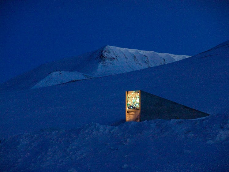 Svalbard Global Seed Vault at night