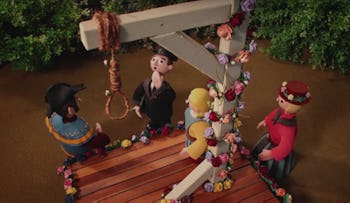 A scene from the music video 'Burn the Witch' by Radiohead