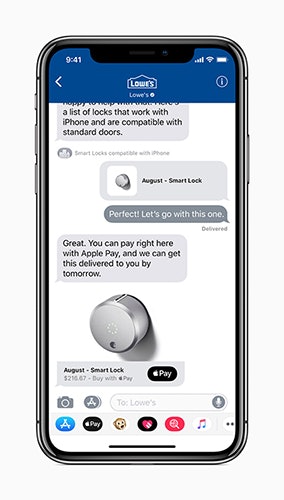 A preview of the new "Business Chat" feature that will be available on iOS 11.3.