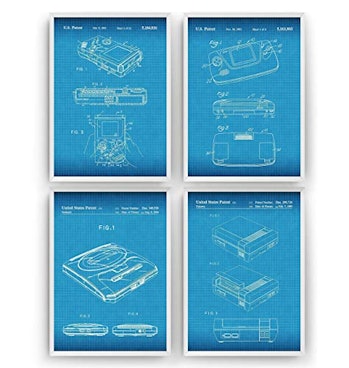 Gaming Patent Prints Art - Set Of 4 - Gamer Poster Gift Vintage Blueprint Retro