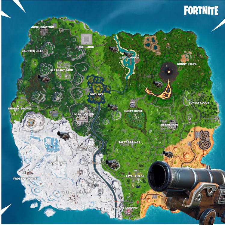 fortnite cannon locations map season 8