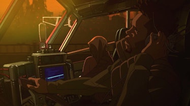 A screenshot from 'Blackout 2022', the anime prequel short to 'Blade Runner 2049'.