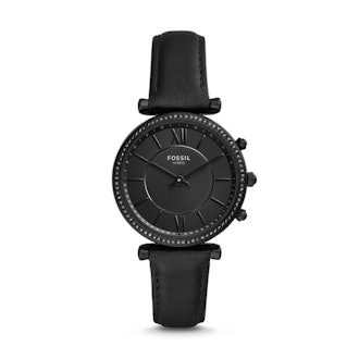 Fossil Women's Hybrid Smartwatch Stainless Steel Watch with Leather Strap, Black