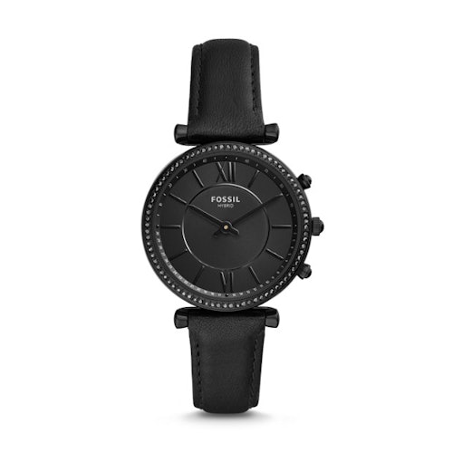 Fossil Women's Hybrid Smartwatch Stainless Steel Watch with Leather Strap, Black