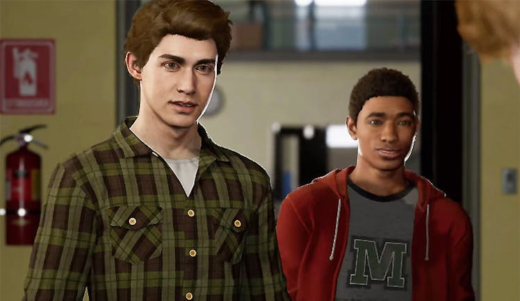 Peter Parker and Miles Morales in the 'Spider-Man' video game for PlayStation 4.