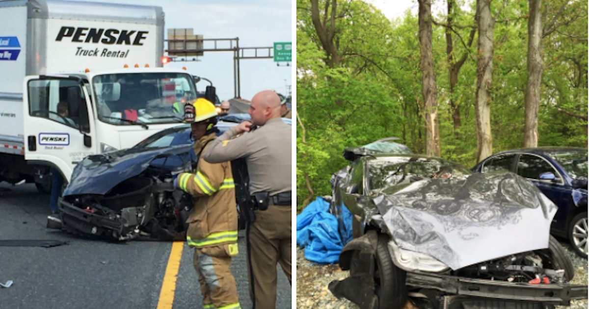 Terrying Footage Shows a Tesla Model S Smashed By Semi Truck