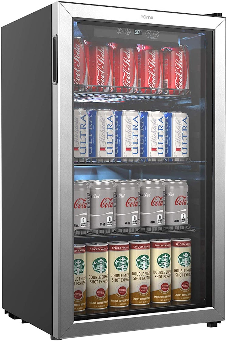 hOmeLabs Beverage Refrigerator and Cooler - 120 Can Mini Fridge with Glass Door
