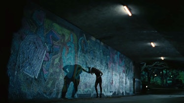 Evan Rachel Wood and maze graffiti in 'Westworld III'