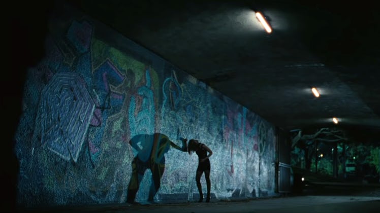 Evan Rachel Wood and maze graffiti in 'Westworld III'