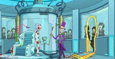 Willy Wonka Rick takes pity on Disgruntled Factory Worker Rick.