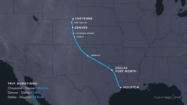 Cheyenne Wymonig to Houston hyperloop