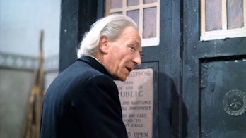 The original Doctor, William Hartnell, with his very distinctive hairstyle.