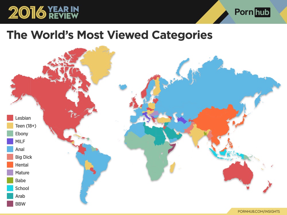 1000px x 749px - Pornhub Released a Detailed Map of the World's Porn Interests