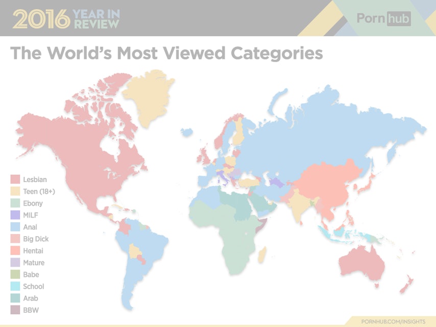 2000px x 640px - Pornhub Released a Detailed Map of the World's Porn Interests