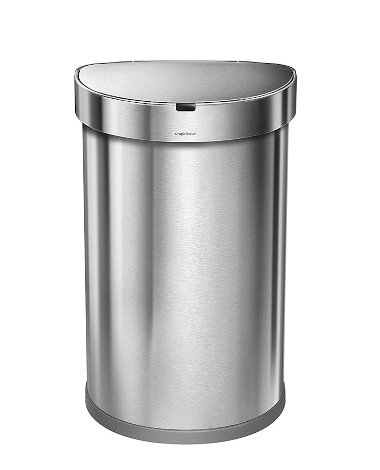 simplehuman 45 Liter / 12 Gallon Stainless Steel Semi-Round Sensor Can, Touchless Automatic Trash Ca...