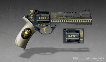 Concept art for Harley Quinn's gun in 'Suicide Squad'