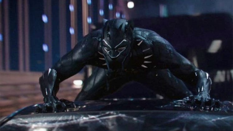 T'Challa in his new suit in 'Black Panther'.