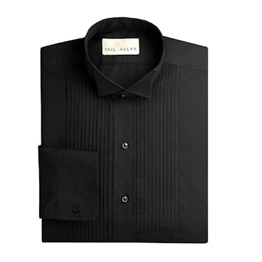 Neil Allyn Men's Black Wing Collar 1/4" Pleats Tuxedo Shirt