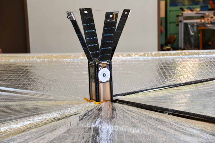 LightSail-2 unfurls its solar sails during testing. 