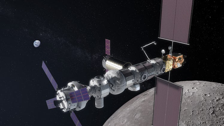 The updated configuration of the Lunar Orbital Platform-Gateway, as found on the HEOMD presentation ...