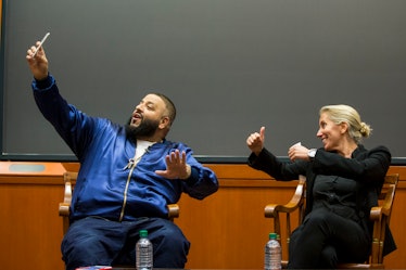 CAMBRIDGE, MA - DECEMBER 09: DJ Khaled posts a Snapchat with Harvard Business School Professor of Bu...