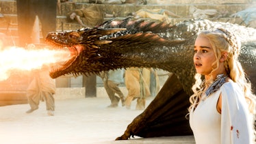 Emilia Clarke as Daenerys Targaryen and her dragons on 'Game of Thrones' 