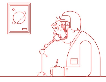 Illustration of a scientist doing a research