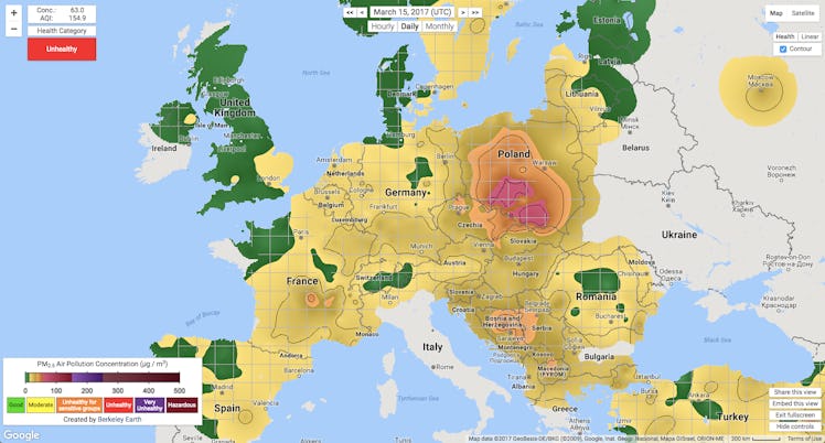 air pollution poland map berkeley earth 