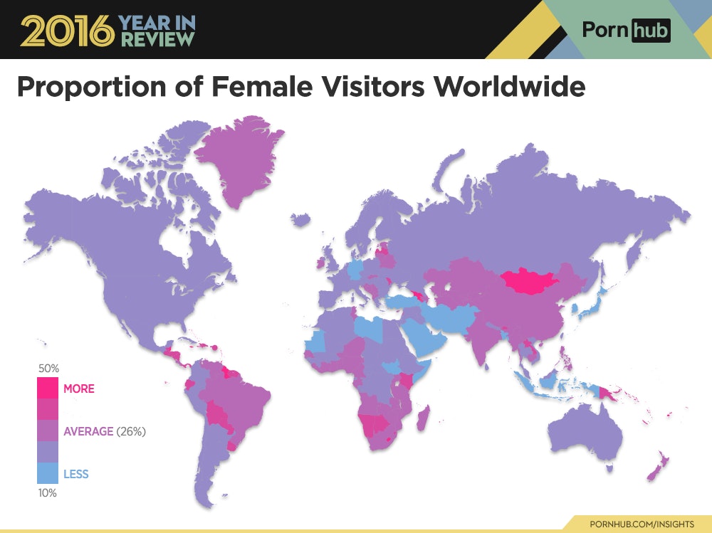Porntubr - Pornhub Released a Detailed Map of the World's Porn Interests