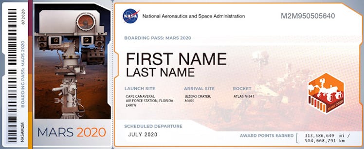 Get your very own Mars 2020 boarding pass