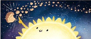 This panel from Thursday's Google Doodle shows the asteroid 3200 Phaethon as it passes the sun, leav...