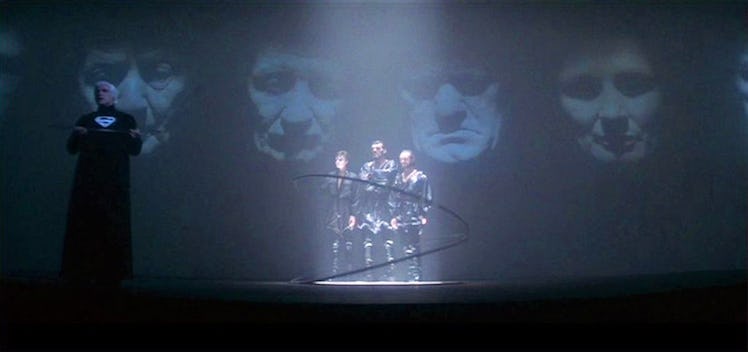 Jor-El (Marlon Brando) sentences Zod, Ursa, and Non to the Phantom Zone in 'Superman' (1978).