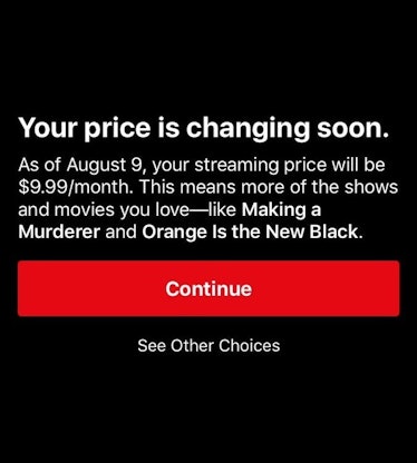 "Your price is changing soon" Netflix text notification 