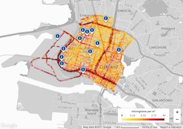 black carbon Oakland Google Street View map pollution