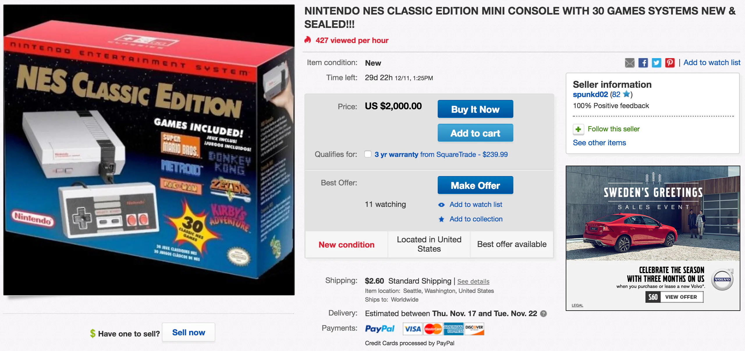 NES Classic Mini Is Selling at a 8000% Mark-Up on eBay Right Now