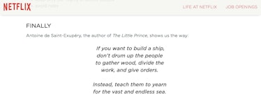 "FINALLY - Antoine de Saint-Exupéry, the author of The Little Prince, shows us the way:" text on Net...