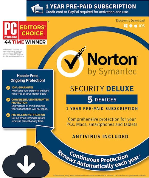 Norton Security Deluxe – Antivirus software for 5 Devices with Auto Renewal