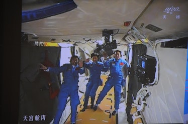 Chinese astronauts aboard the Tiangong 1