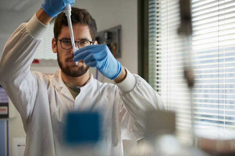 An Aleph Farms researcher takes a measurement.