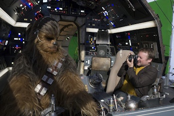 'The Last Jedi' director Rian Johnson photographing Joonas Suotamo as Chewbacca.