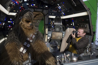 'The Last Jedi' director Rian Johnson photographing Joonas Suotamo as Chewbacca.