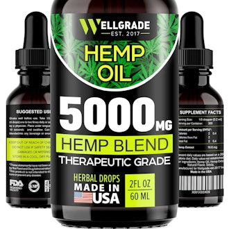 Wellgrade Hemp Oil for Anxiety Relief - 5000 MG - Premium Seed Grade - Natural Hemp Oil for Better S...