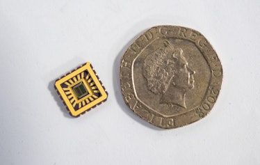 The chip next to a 20p piece.