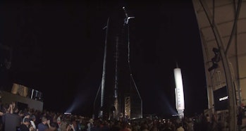 Elon Musk, standing underneath Starship Mk.1. in September 2019.
